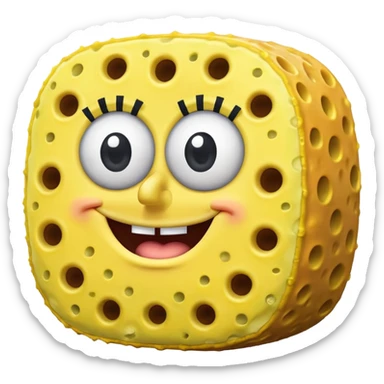 SpongeBob square pants with a large round chest sticker