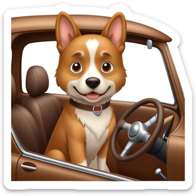 Dog driving a car sticker