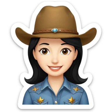 Mujer con sombrero vaquero piel blanca pelo negro sticker