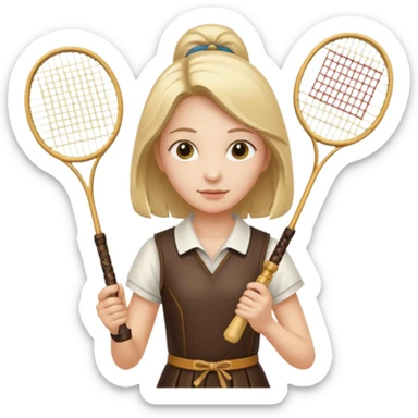 ancient hanbook girl with 1 badminton racket sticker