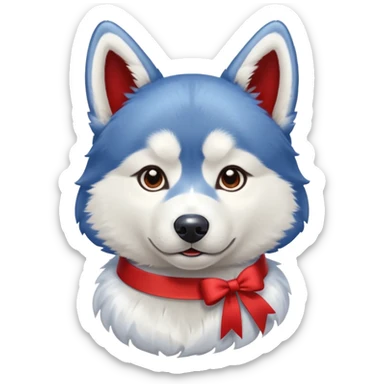 husky with head ribbon and shirt sticker