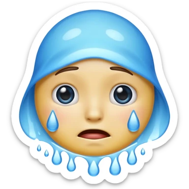 El emoji de llorar tragándose sus lágrimas  sticker