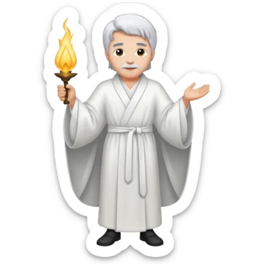 fullbody silverhair god, white robe sticker