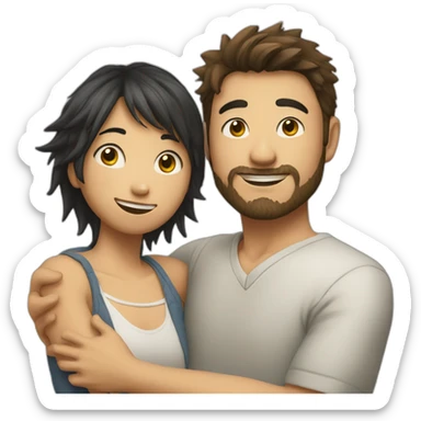 scruffy-boy-and-asian-gilr-hug sticker