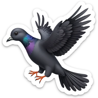 black pigeon flying sticker