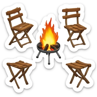 camp fire with chairs sticker