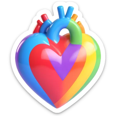 gay pride rainbow heart, bright and cheerful, glossy finish sticker
