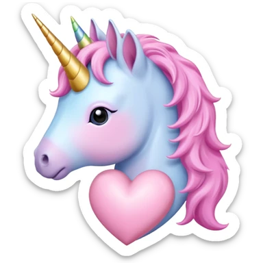 Unicornio corazón rosa  sticker