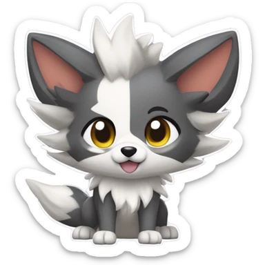 Kawaii Cool Chibi Poochyena-Rocruff-Lycanroc-Pokémon Full Body Detailed High Quality sticker