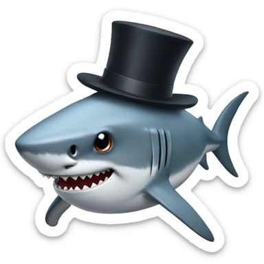 Shark with a top hat sticker