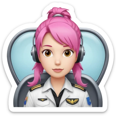 Commander Bloom – pink ponytail pilot in white uniform sticker