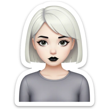 Trad goth pale girl with short black hair  sticker