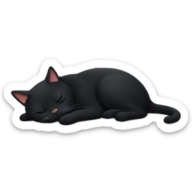 sleeping black cat sticker