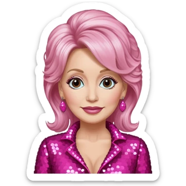 Dolly Parton with dark pink sequin outfit sticker