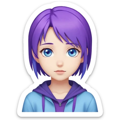 Аниме девочка с голубыми глазами и фиолетовыми волосами  sticker
