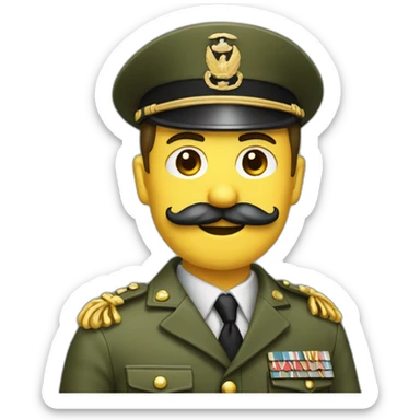 Homme avec moustache carré en tenue militaire le bras sticker