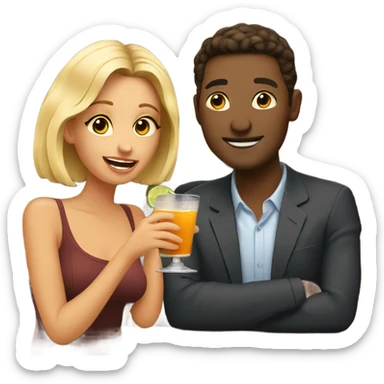 couple enjoying drinks at bar sticker