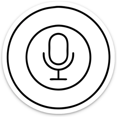 Add a thin black microphone outline in the center of the red record button, modern look, no background. sticker