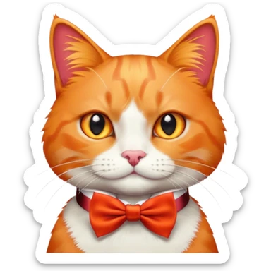 Orange cat with a red bow tie  sticker