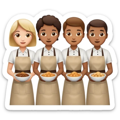 Cafe staf with cooking sticker