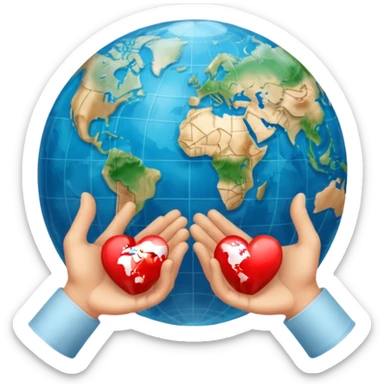Shake hands emoji with heart and globe showing negotiation of climate change  sticker