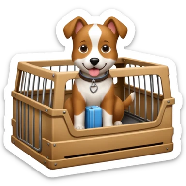 Dog in crate on roof of car sticker