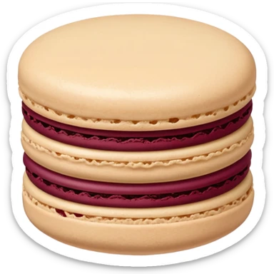 macaroons in soft beige color, burgundy filling sticker
