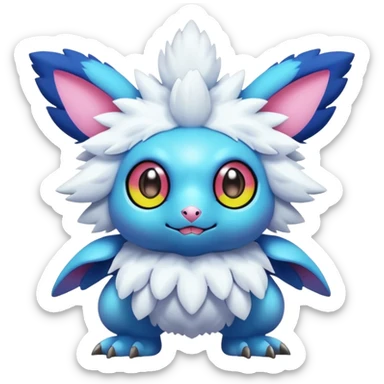 Colorful Vibrant Unique cute kawaii Pokémon-Digimon-Fakémon-hybrid-creature (full body) sticker