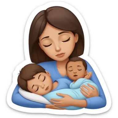 Light brunette fit mom forcing baby boy go to sleep sticker