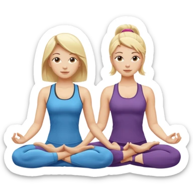 Two women doing yoga both blonde  sticker