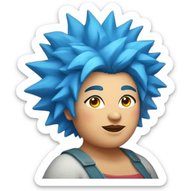 Middle-aged fat Chilean woman spiky bright blue hair sticker