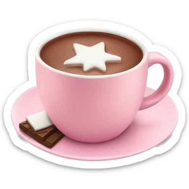 hot chocolate in a pastel pink mug on a plate sticker