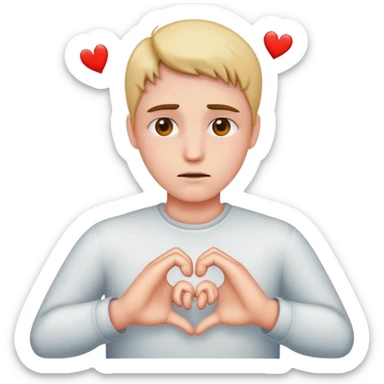 person making broken heart hands sticker