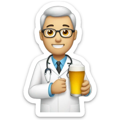 Physician guy drinking a beer sticker