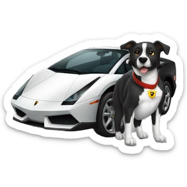 Black dog driving white lambo sticker