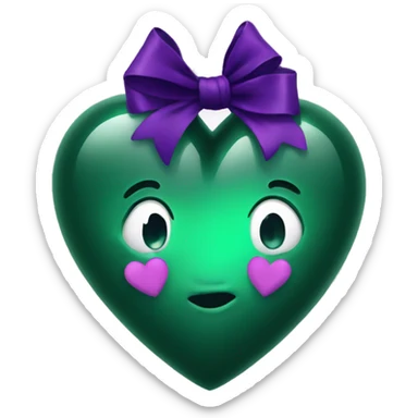  Emerald green heart with dark purple bow sticker