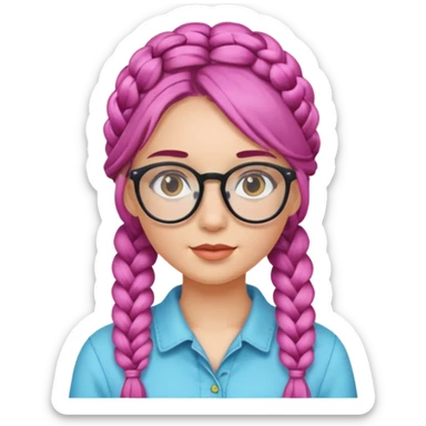 colored braided hair girl with glasses sticker