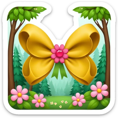 forest character small bow with flower petals sticker