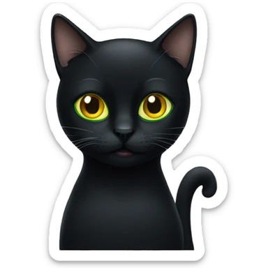 Black cat with yellow green eyes sticker