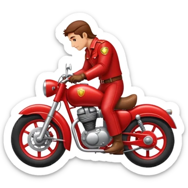 Una moto Verá y hombre montando caballito sticker