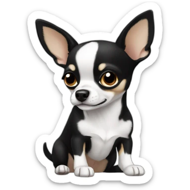 Chihuahua long 　black and white sticker
