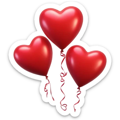 Realistic red heart balloons sticker