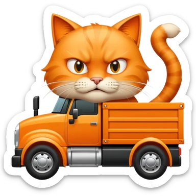 Angry cat driving truck sticker