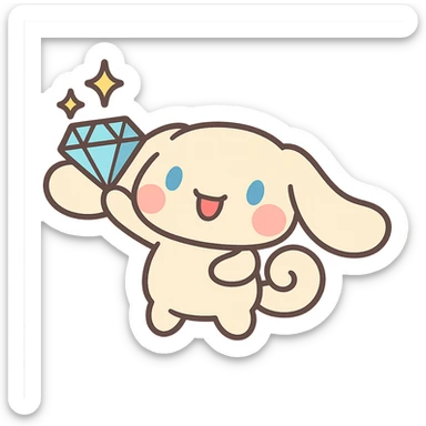 pastel toon style Cinnamoroll with a diamond sticker