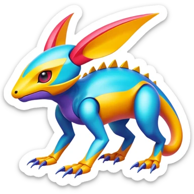  exotic tropical cyber-Protogen-Fakémon-Pokémon-Vernid-creature sticker