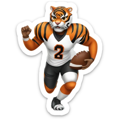 Bengal tiger playing football in Cincinnati sticker