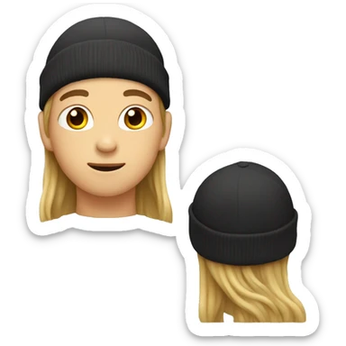 boy with chin long hair, a beanie  sticker