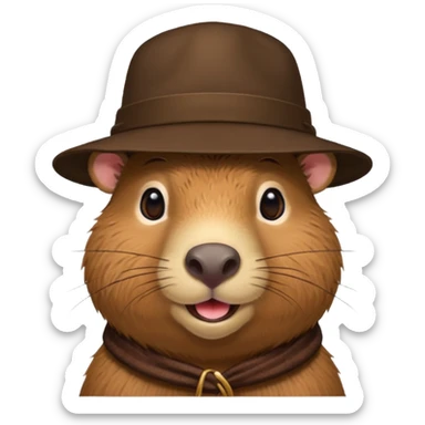 Realistisk Capybara med hat sticker