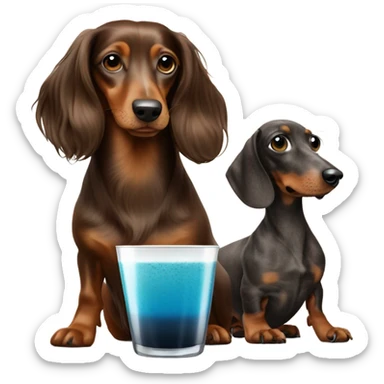 Espresso martini with a long haired blue dappled dachshund init sticker