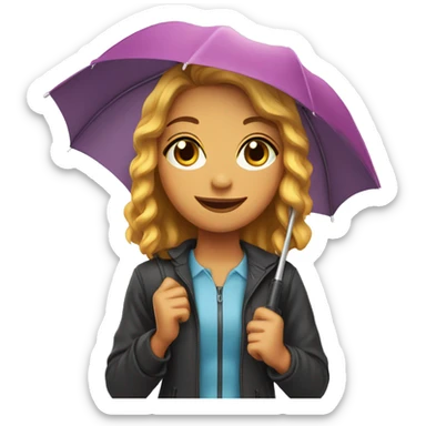 Pretty girl with umbrella sticker